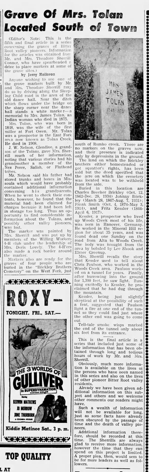 Clipping from Ravalli Republic